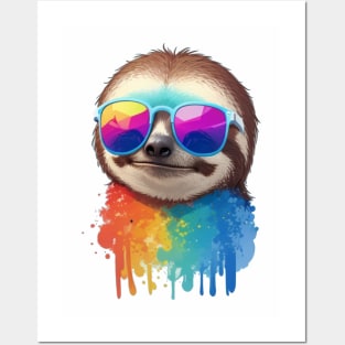 colorful sloth Posters and Art